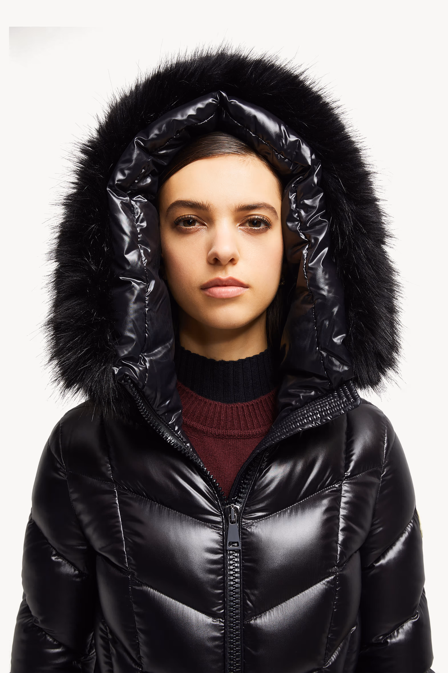 Fulmarus Faux Fur-Trimmed Hooded Long Down Jacket Women Black Moncler 4